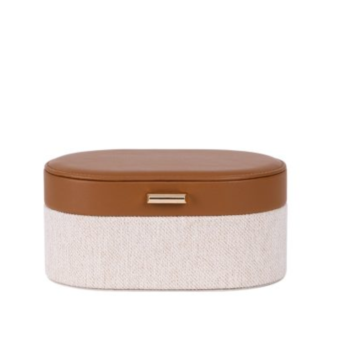Decorative box in MDF and PU Brown and Beige 66cm