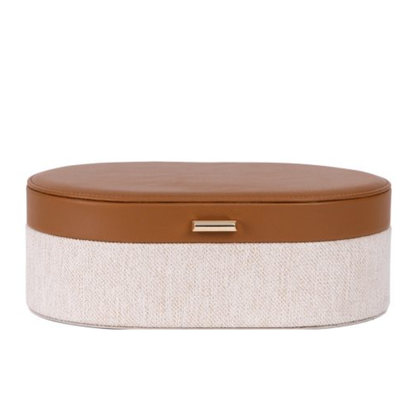 Decorative box in MDF and PU Brown and Beige 52cm