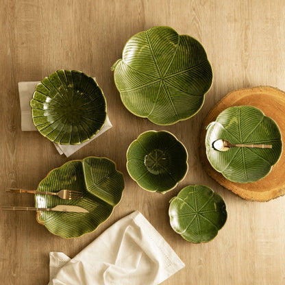 Ceramic centerpiece Leaf Folha of Banana Green 20cm