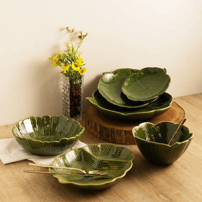 Ceramic centerpiece Leaf Folha of Banana Green 20cm