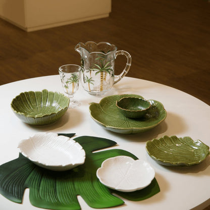 Ceramic centerpiece Leaf Folha of Banana Green 20cm