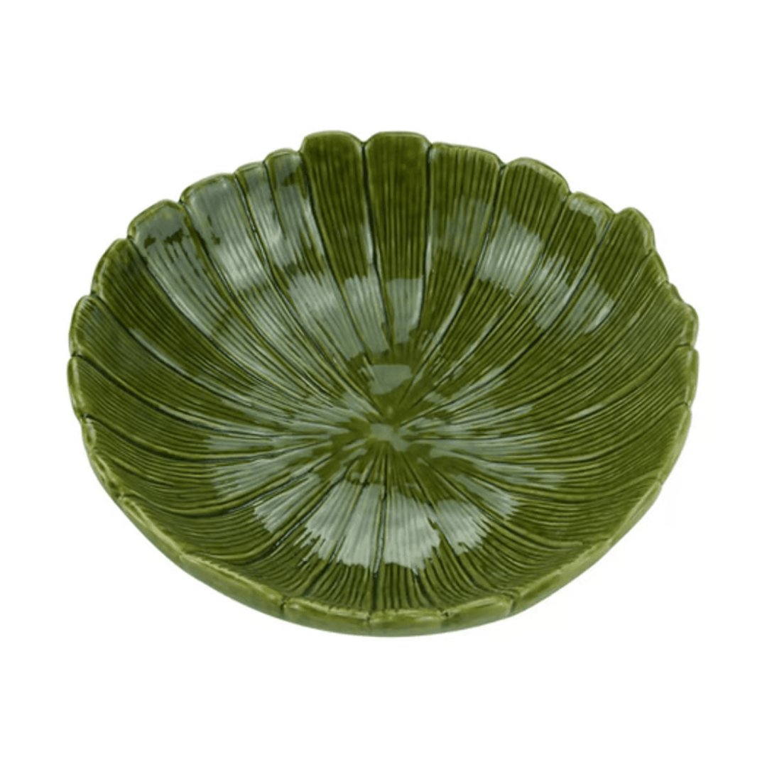 Ceramic centerpiece Leaf Folha of Banana Green 20cm