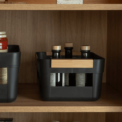 Basket Lume Plastic and bamboo Black 7,5L