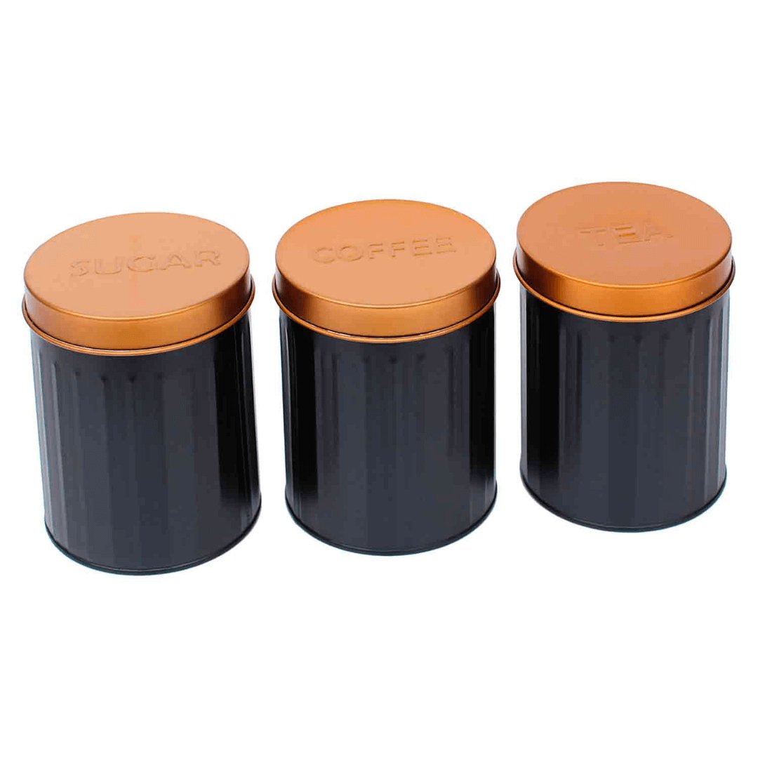Set of Condiment holder of Iron Black and Lid Bronze