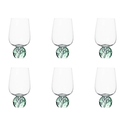 Set of 6 wine glasses Sphere base Green and Clear 580ml