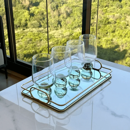 Set of 6 wine glasses Sphere base for wine Green 540ml
