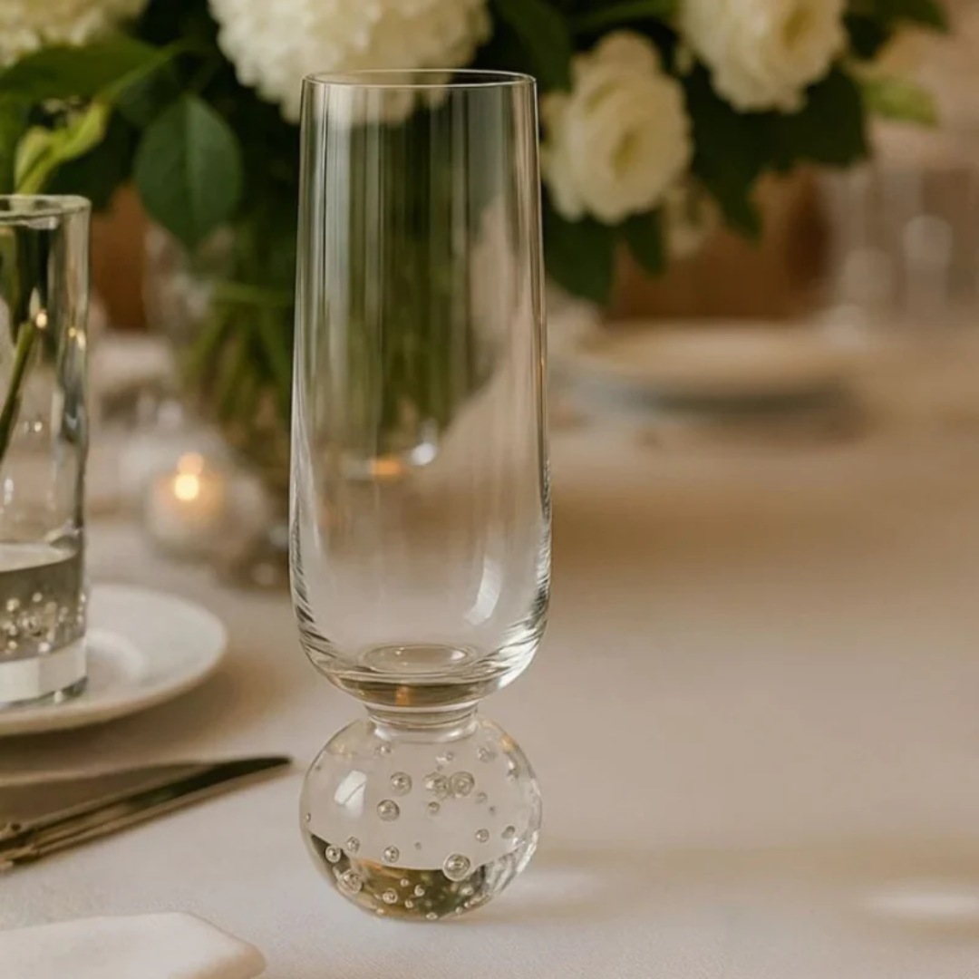 Set of 6 wine glasses Sphere base for champagne Clear 250ml