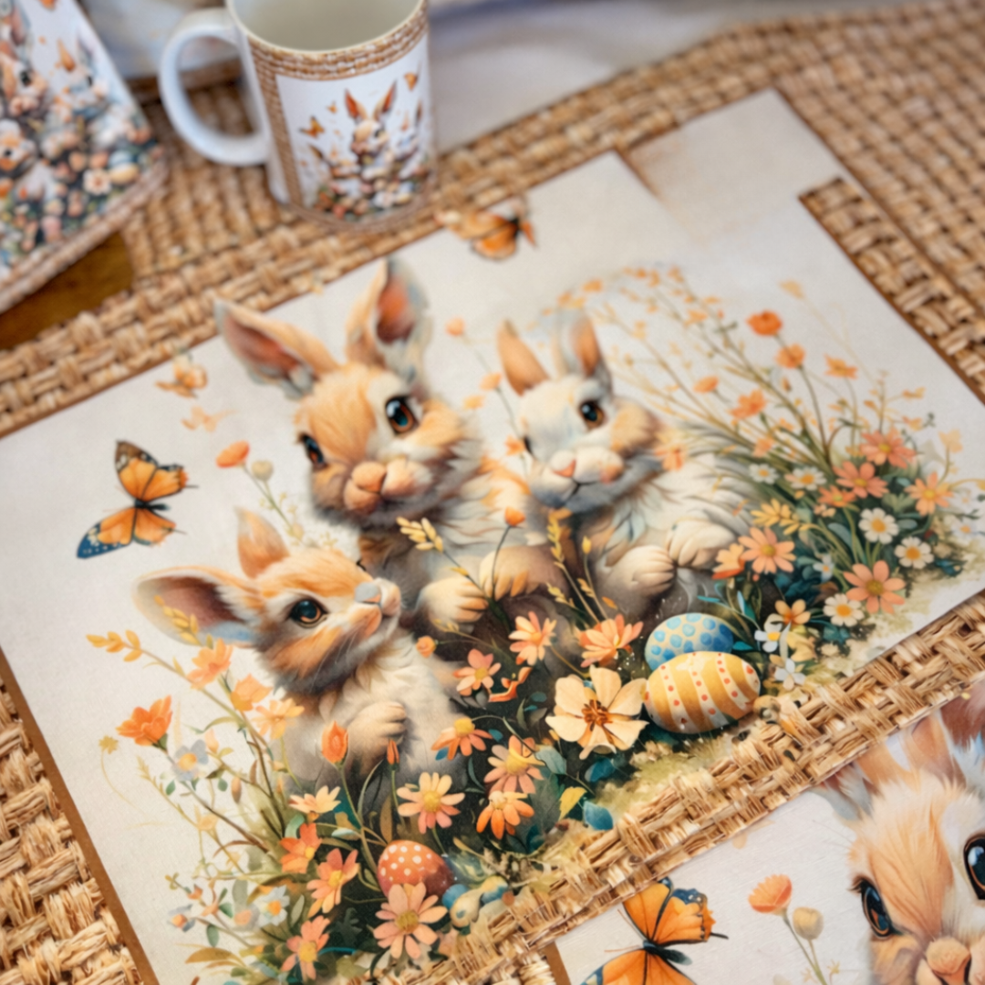 Placemat Rustic bunnies Easter 34cm x 44cm