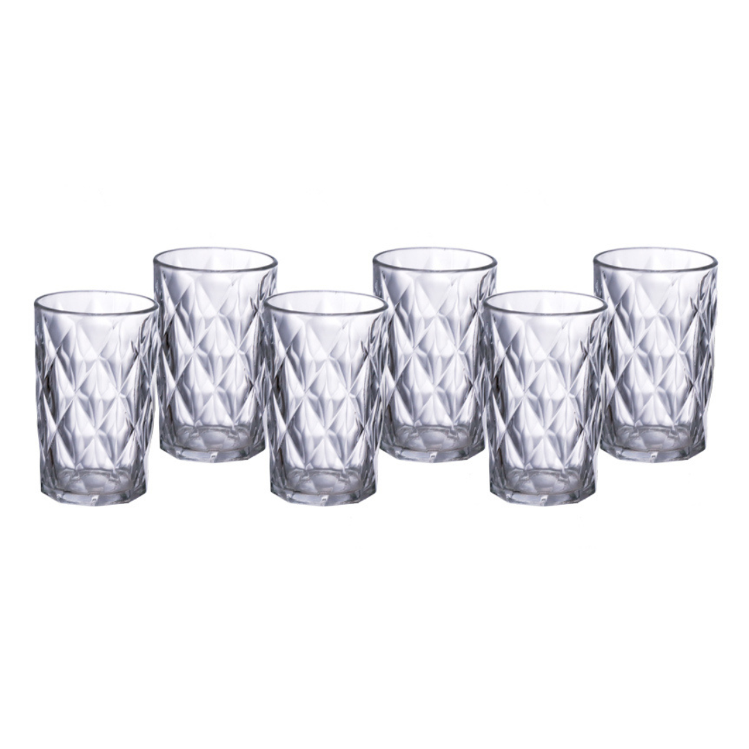 Set of 6 glasses Tall Diamond 340ml