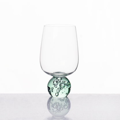 Set of 6 wine glasses Sphere base Green and Clear 580ml