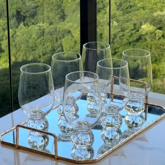 Set of 6 wine glasses Sphere base for wine Clear 540ml