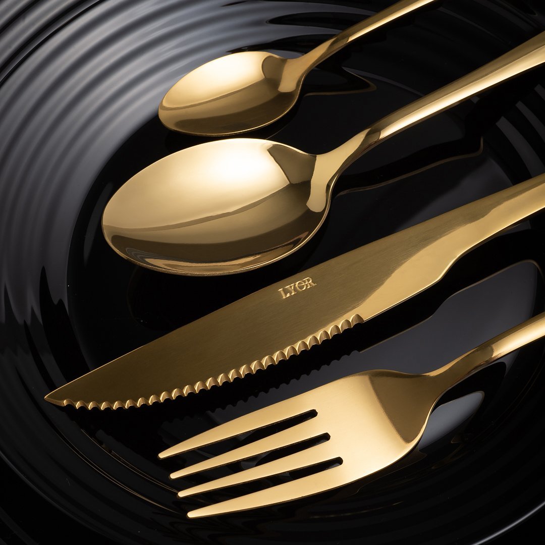 Flatware set Gold Stainless steel 24 Pieces
