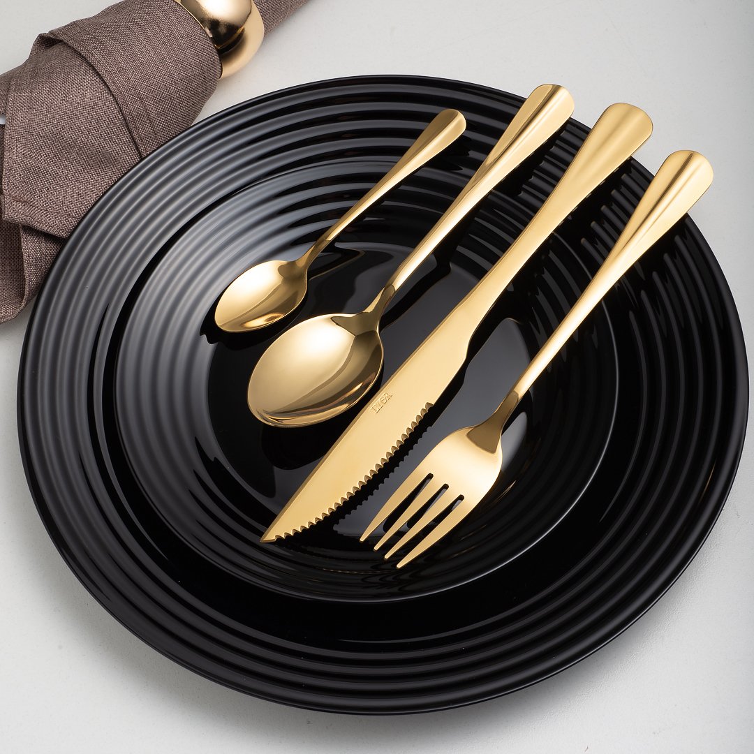 Flatware set Gold Stainless steel 24 Pieces