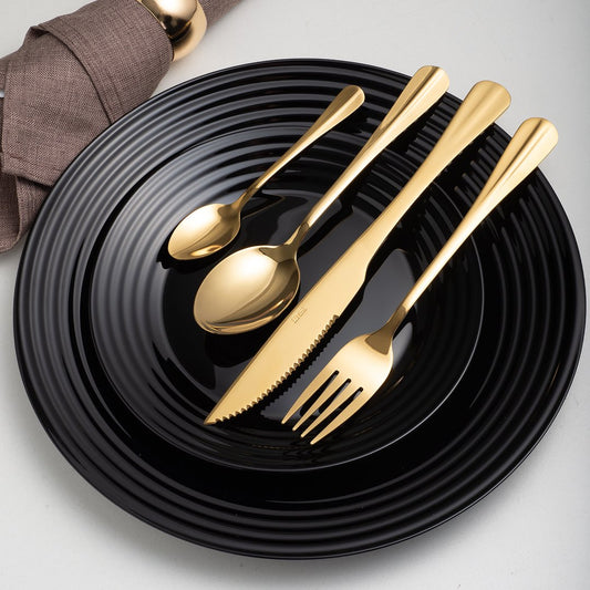 Flatware set Gold Stainless steel 24 Pieces