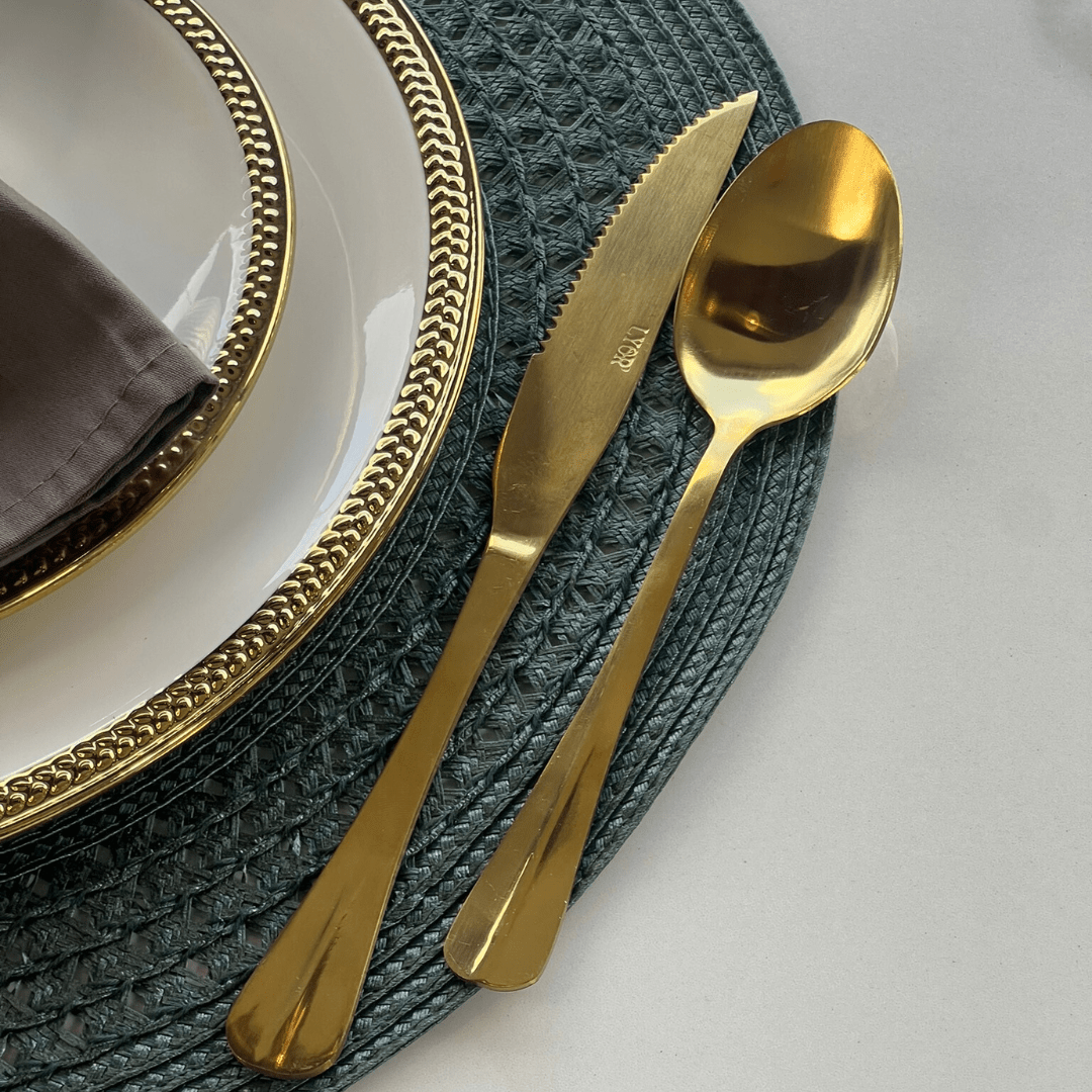 Flatware set Gold Stainless steel 24 Pieces