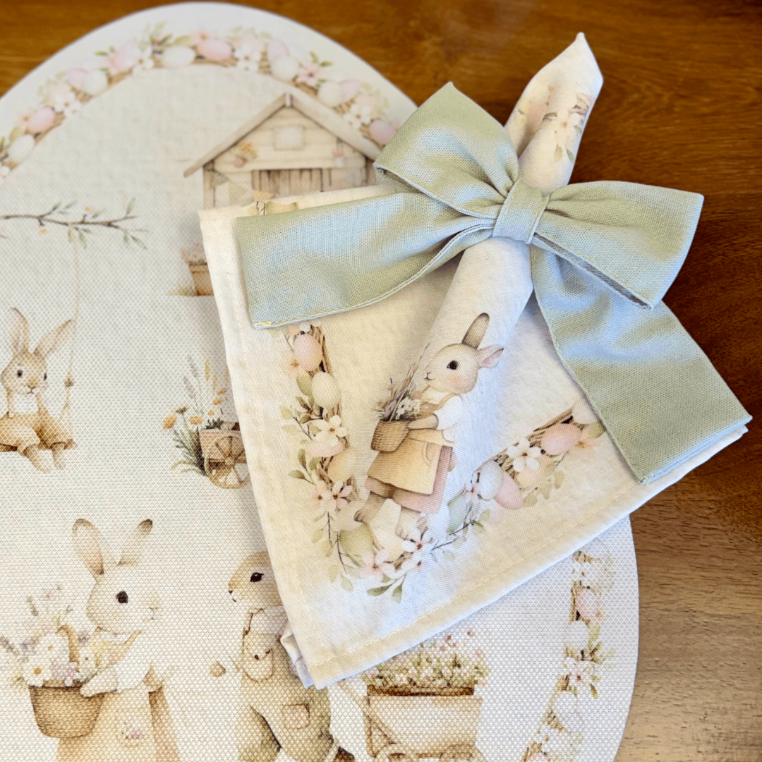 Napkin Farmer bunnies Easter 45cm x 45cm