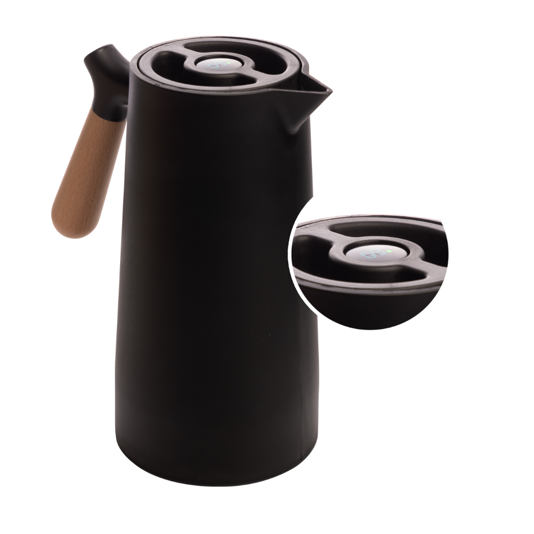 Thermal bottle with thermometer and Handle of Wood Nordic Black 1 Liter