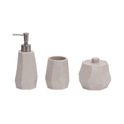 Bathroom set Geometric in polyresin Gray 3 Pieces