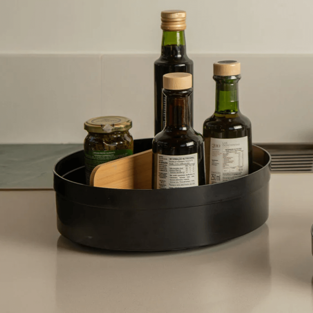 Rotating organizer Lume with Divisória of Bamboo Black 25,5cm