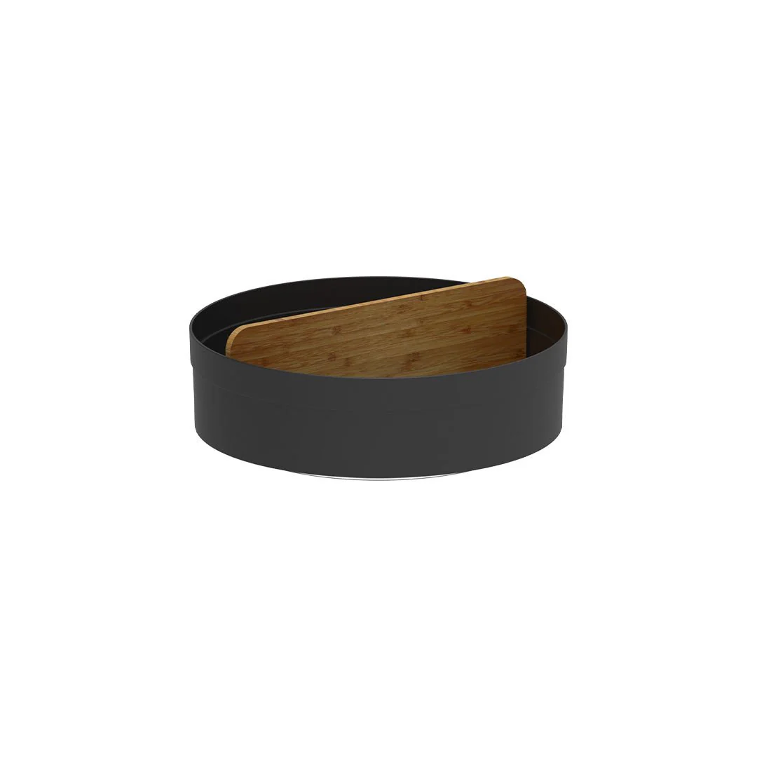 Rotating organizer Lume with Divisória of Bamboo Black 25,5cm