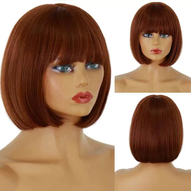 Peruca wig curta com franja orgânica