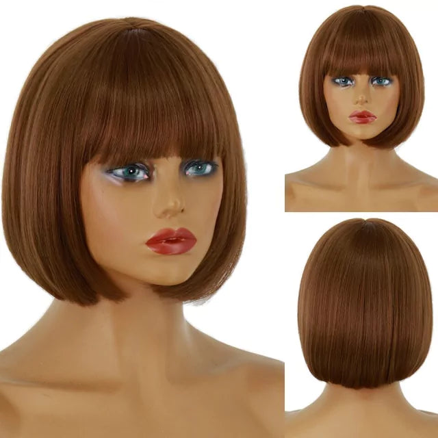Peruca wig curta com franja orgânica