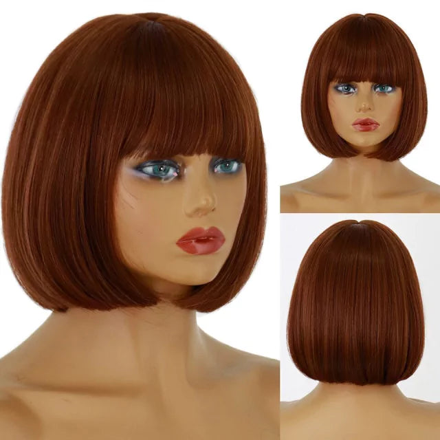 Peruca wig curta com franja orgânica