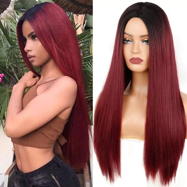 Peruca wig com disfarce frontal fibra premium lisa
