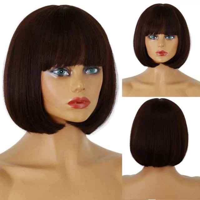 Peruca wig curta com franja orgânica