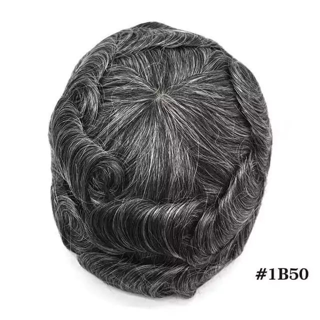 Prótese de cabelo natural cacheada masculina com o kit cola e removedor