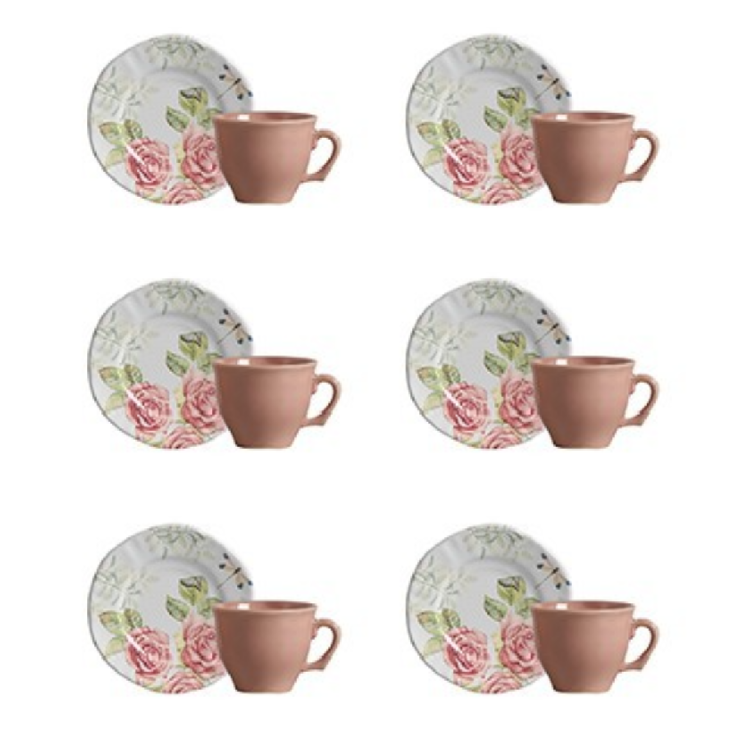 Set of 6 cups of Coffee with saucer Jardim Encantado 100ml
