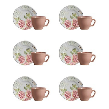 Set of 6 cups of Coffee with saucer Jardim Encantado 100ml