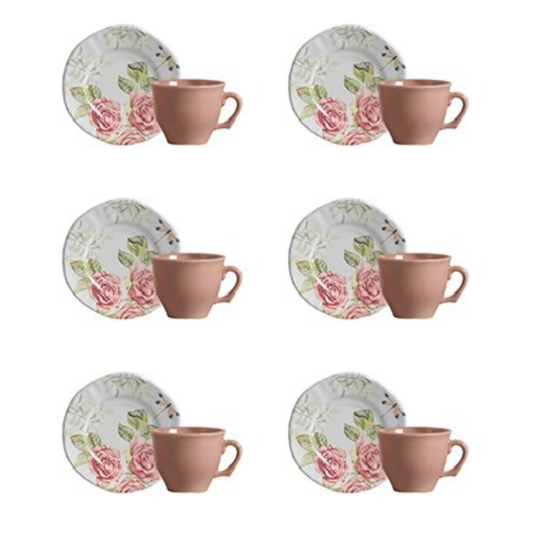 Set of 6 cups of Coffee with saucer Jardim Encantado 100ml