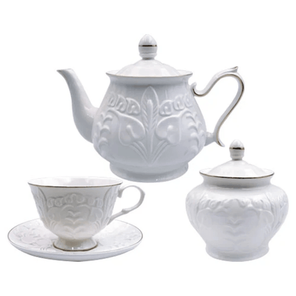 Set of 14 pieces for tea Scarlet New Bone White and gold
