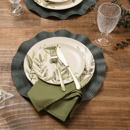 Individual round placemat Luna Wave Musgo 38cm
