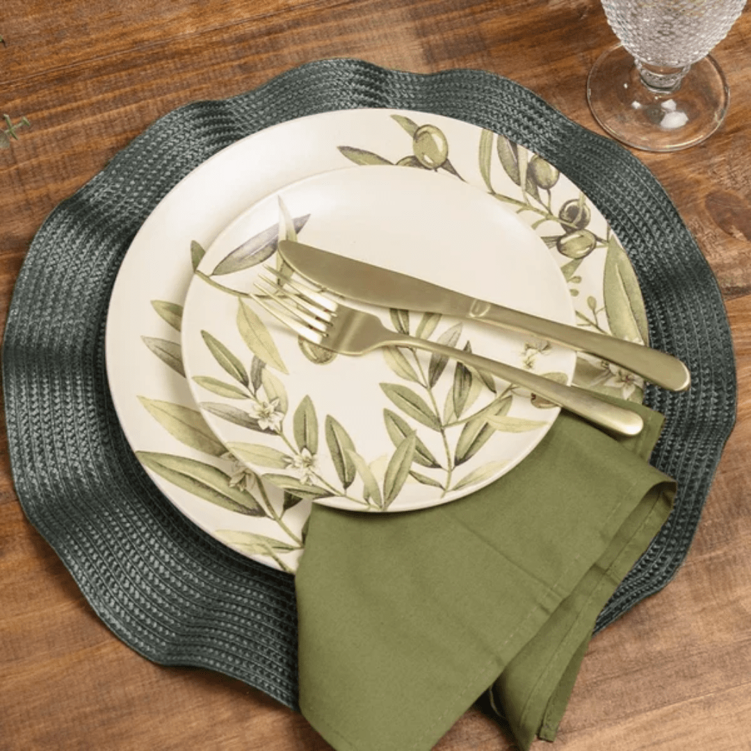 Individual round placemat Luna Wave Musgo 38cm