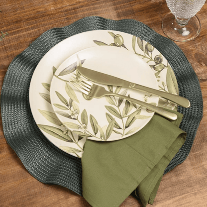 Individual round placemat Luna Wave Musgo 38cm