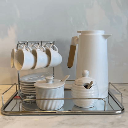 Set of 6 Tea cups with Píres Algarve White 200ml