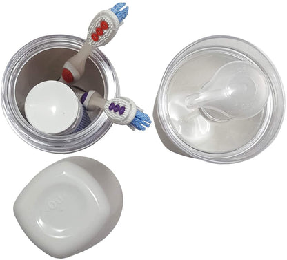 Bathroom set Toothbrush holder and Liquid soap dispenser Tulle White