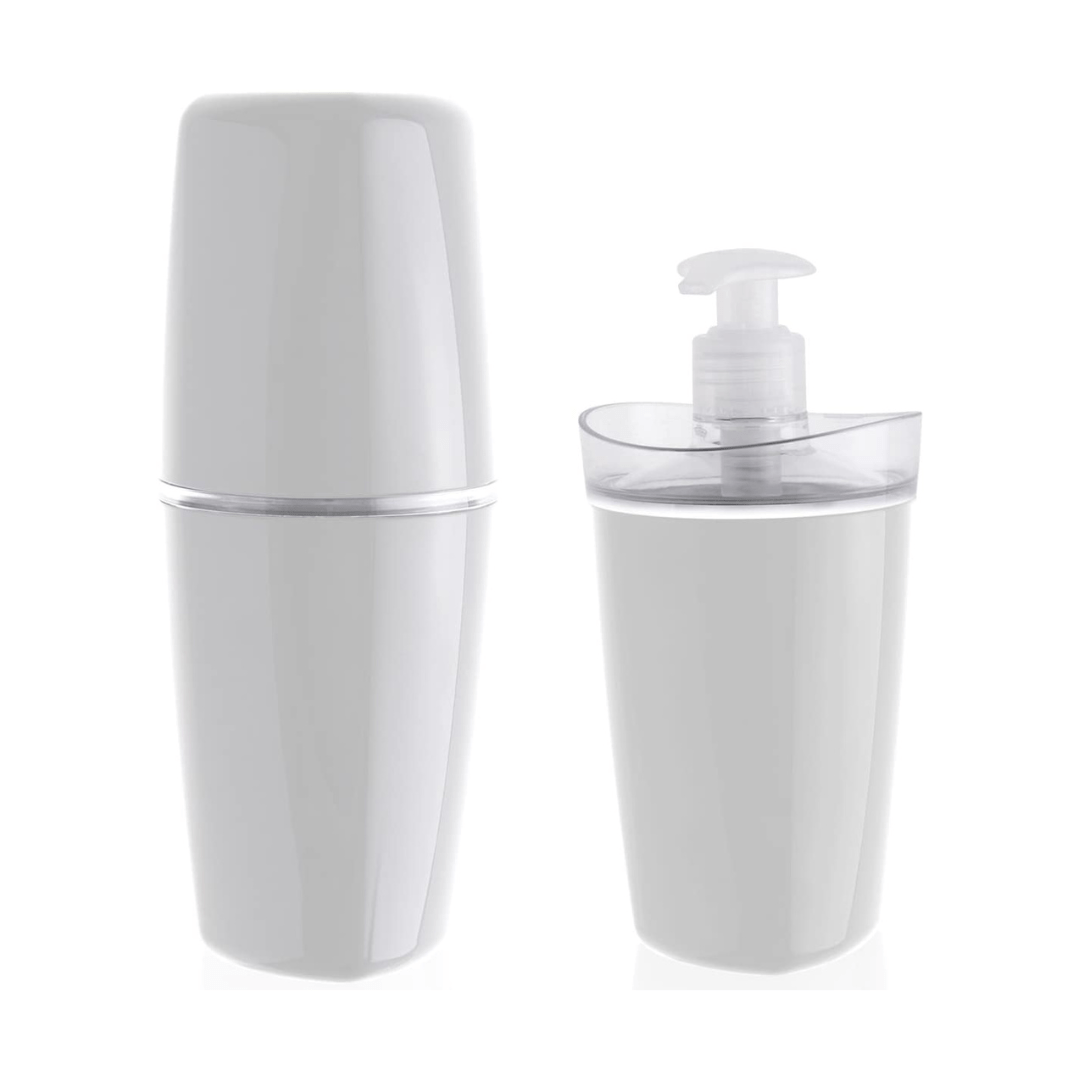 Bathroom set Toothbrush holder and Liquid soap dispenser Tulle White