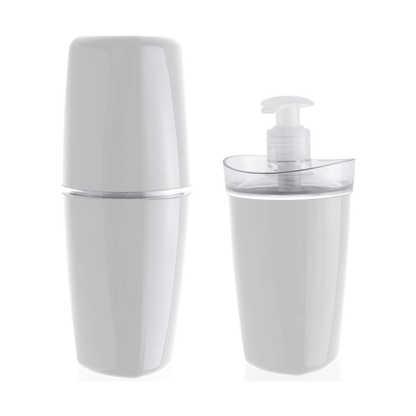Bathroom set Toothbrush holder and Liquid soap dispenser Tulle White