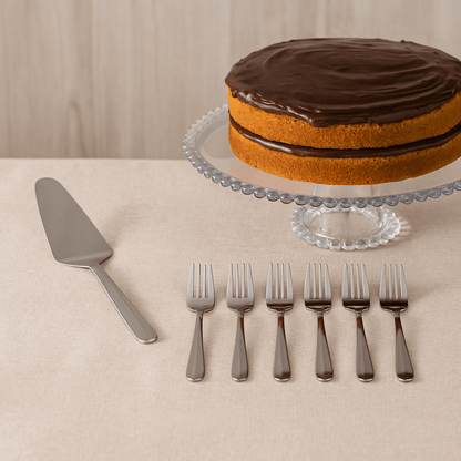 Cake stand set footed Pearl 31cm and 7 Pieces Dessert Vienna Chrome