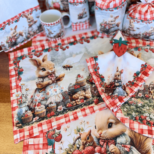 Placemat Strawberries Easter 34cm x 44cm