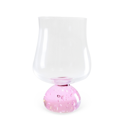 Set of 6 wine glasses Sphere base Pink and Clear 440ml