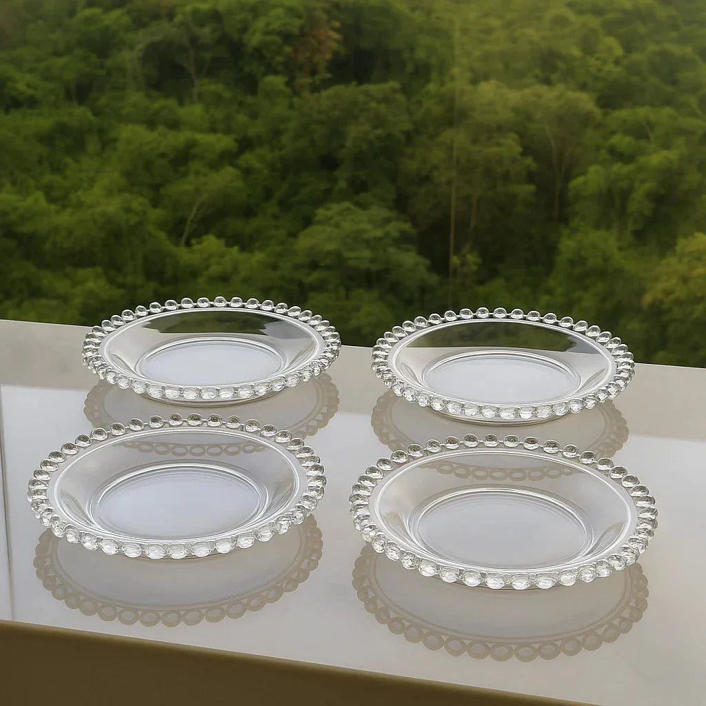 Cake stand set and Plate set Crystal Pearl 5 Pieces