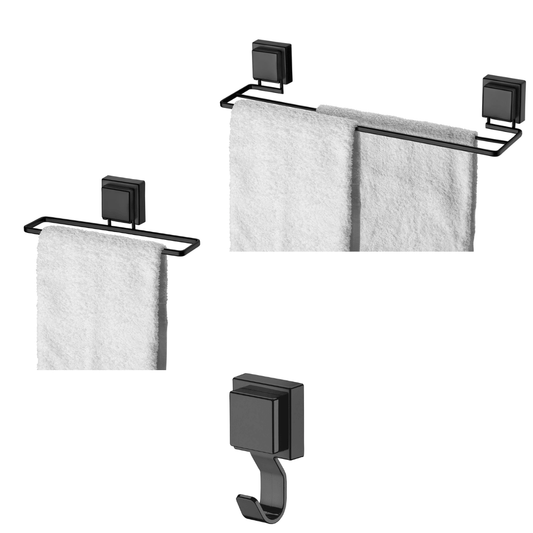 Bathroom accessory set Ventosa Matte black - 3 Pieces