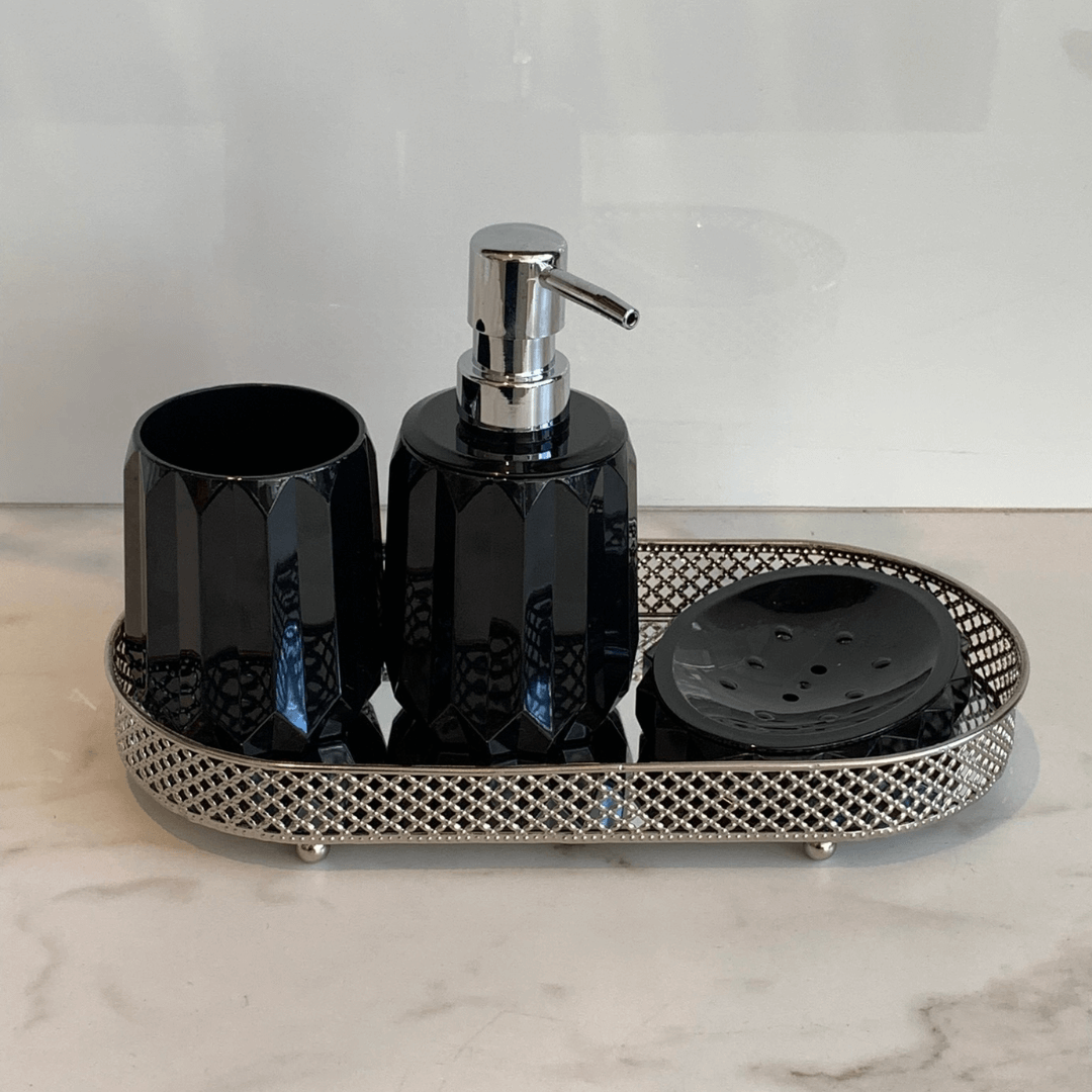 Bathroom set Set Banho Fold Black 3 Pieces