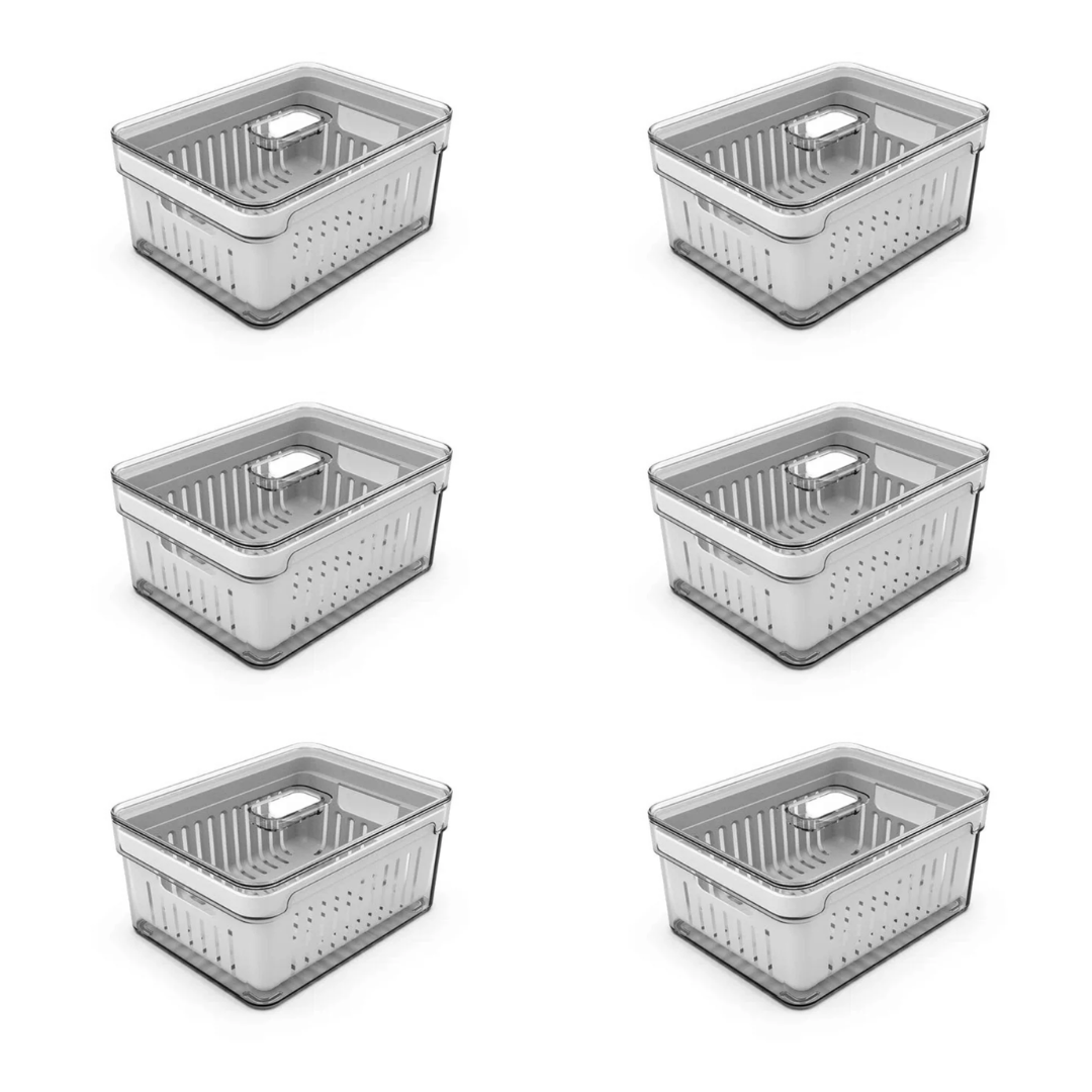 Kit 6 Organizers of Refrigerator Clear Fresh 2,2 Liters
