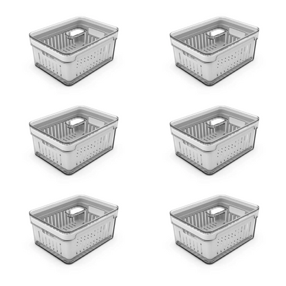 Kit 6 Organizers of Refrigerator Clear Fresh 2,2 Liters