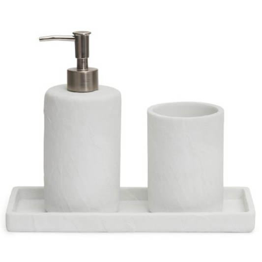 Bathroom set Pure in polyresin White 3 Pieces
